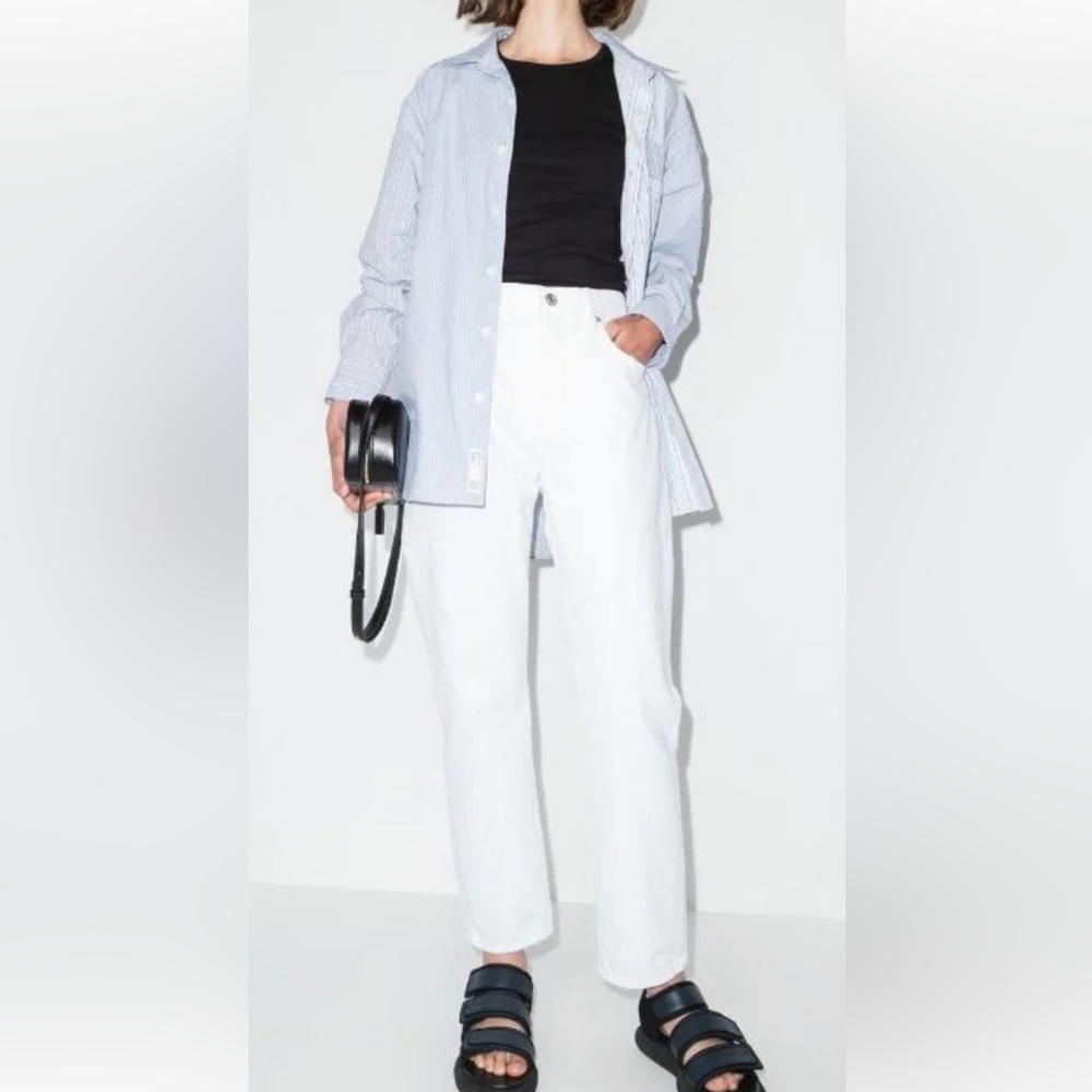 Frame white jeans•25”•Le Original• button up•straight leg•raw hem